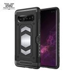 Wholesale Galaxy S10e Metallic Plate Case Work with Magnetic Holder and Card Slot (Black)